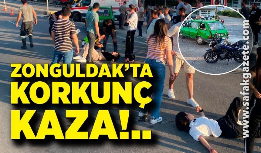 Zonguldak-Ankara Kara Yolunda Feci Kaza: Otomobil ile Motosiklet Çarpıştı, 2 Yaralı!