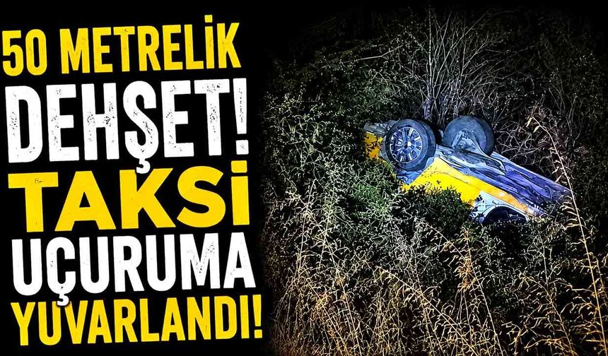 Taksi 50 metreden uçuruma yuvarlandı