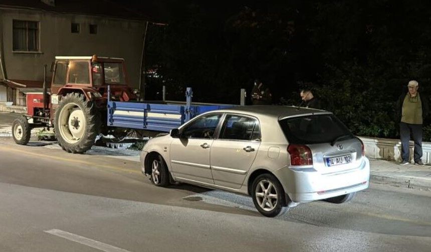 Bolu'da kontrolden çıkan otomobil römorka çarptı