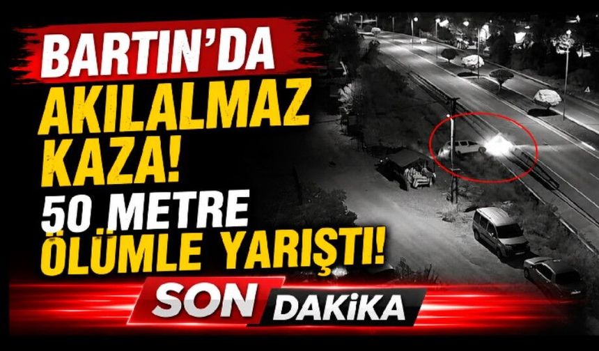 Bartın'da ilginç kaza: Yoldan çıkan araç su kanalının üzerinde ilerledi