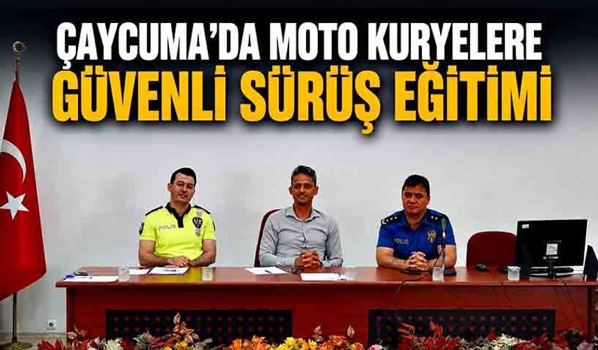 Çaycuma'da moto kuryelere güvenli sürüş eğitimi