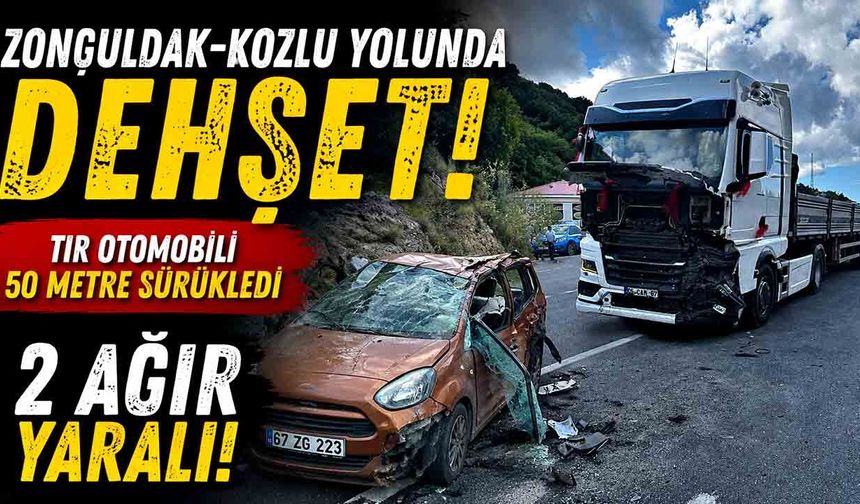 Zonguldak-Kozlu Yolunda Dehşet Anları: Tır Otomobili 50 Metre Sürükledi