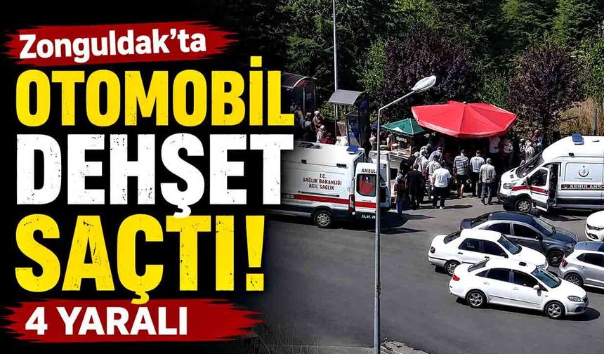 Otomobil kalabalığın içine daldı!