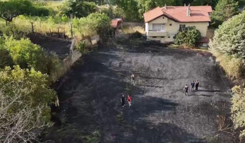 Karabük’te ot yangını evlere sıçramadan söndürüldü