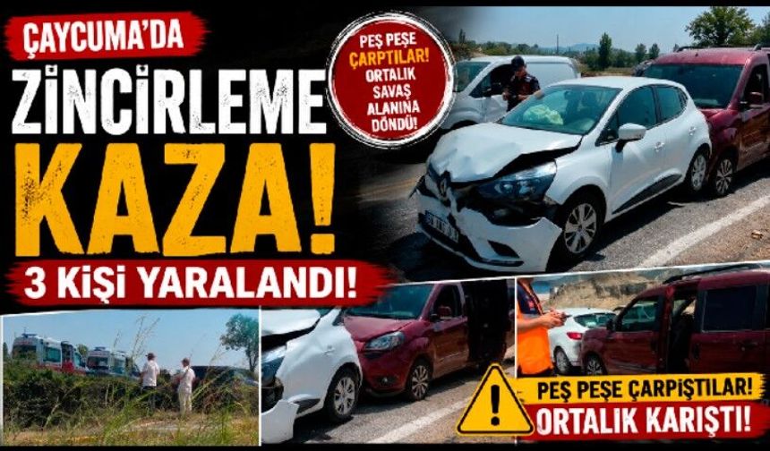 Çaycuma’da zincirleme kaza: 3 kişi yaralandı