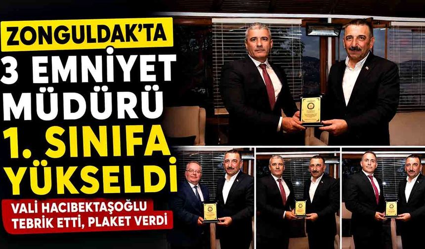 Zonguldak’ta 3 emniyet müdürü 1. sınıf rütbesine terfi etti
