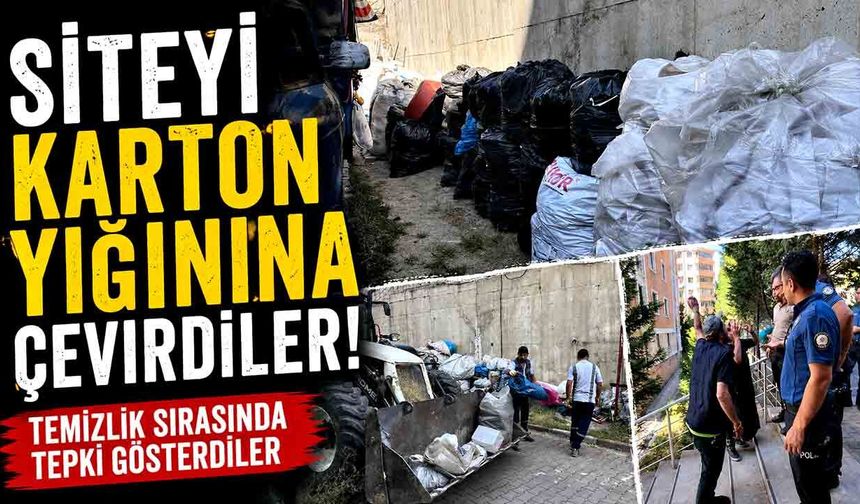 Siteyi karton yığınına çevirdiler, temizlik sırasında tepki gösterdiler