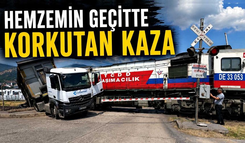 Hemzemin geçitte korkutan kaza!