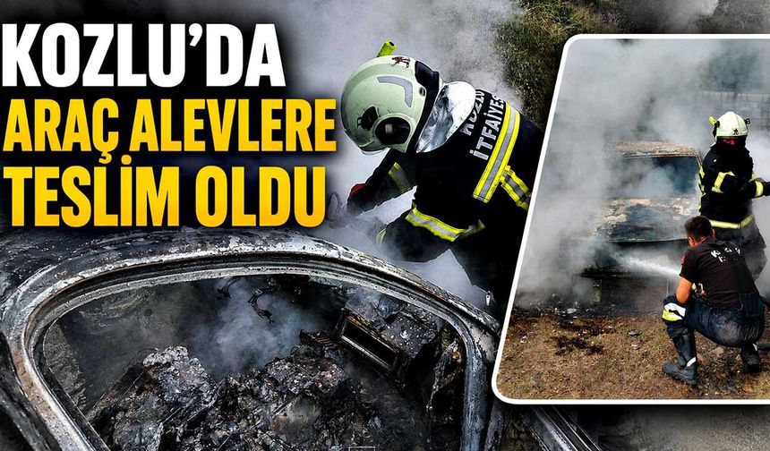 Kozlu’da araç alevlere teslim oldu