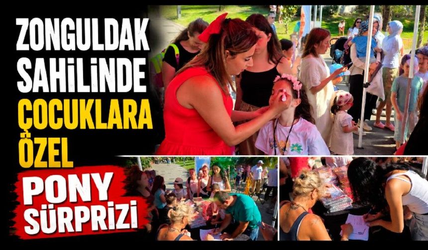 Zonguldak Sahilinde Çocuklara Özel Pony Sürprizi