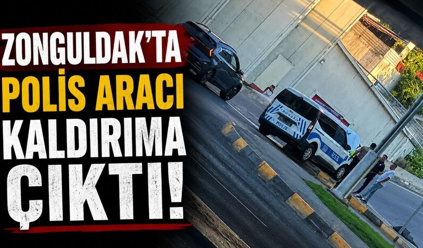 Zonguldak'ta Polis Aracı Kaldırıma Çıktı