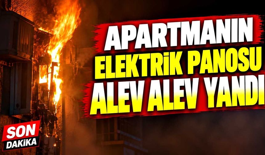 Apartmanın elektrik panosu alev alev yandı