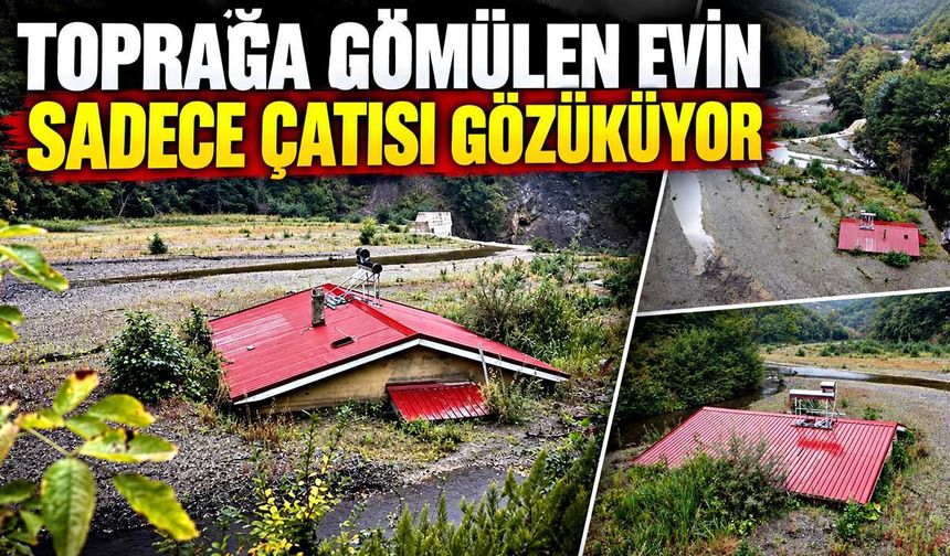 Toprağa gömülen evin sadece çatısı gözüküyor: Görenler hayrete düşüyor