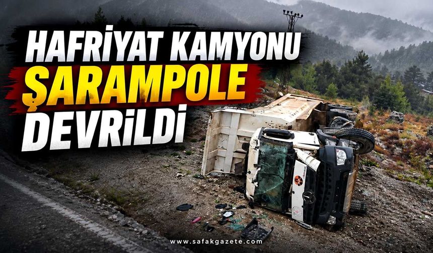 Hafriyat kamyonu şarampole devrildi: 1 yaralı