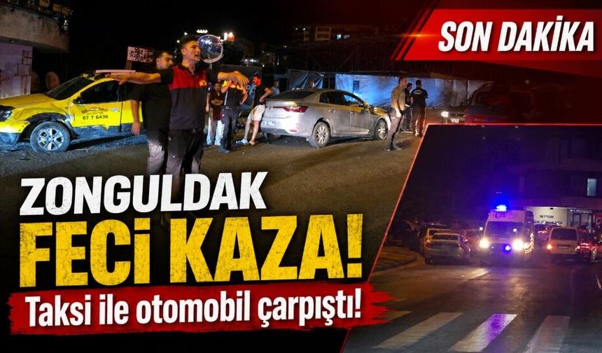 BEYTOM önünde feci kaza! Taksi ile otomobil çarpıştı!