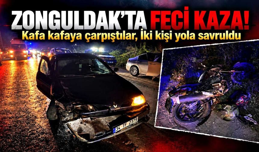 Zonguldak'ta otomobil motosikletle çarpıştı, 2 kişi yaralandı