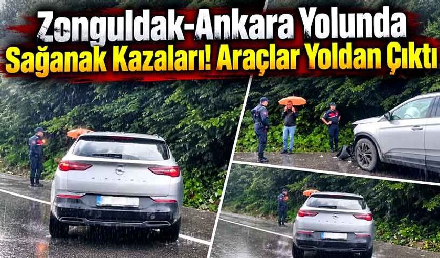 Zonguldak-Ankara Yolunda Sağanak Kazaları! Araçlar Yoldan Çıktı
