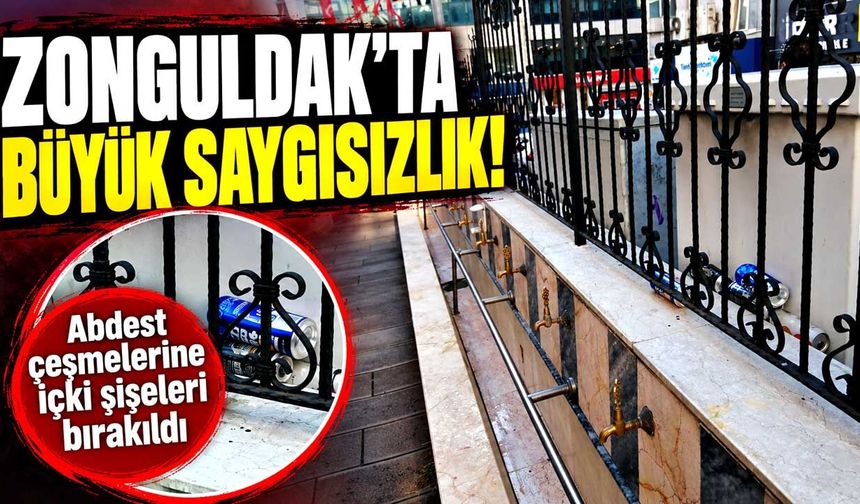 Zonguldak’ta pes dedirten görüntü: Abdest çeşmelerine içki şişeleri bırakıldı