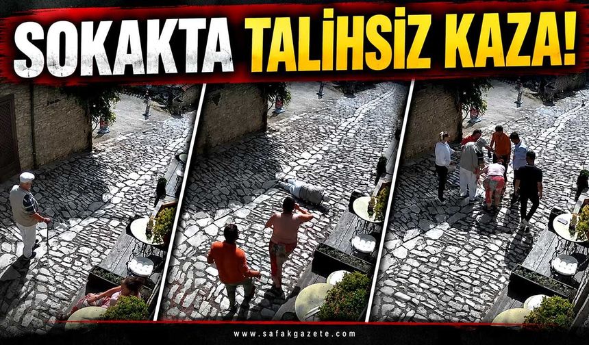 Sokakta talihsiz kaza! Yaşlı adam dengesini kaybedip yere düştü