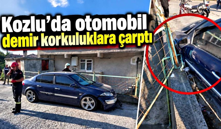 Kozlu’da otomobil demir korkuluklara çarptı