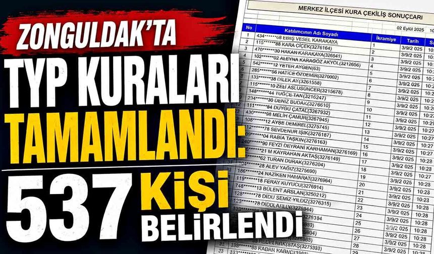 Zonguldak’ta TYP kuraları tamamlandı: 537 kişi belirlendi