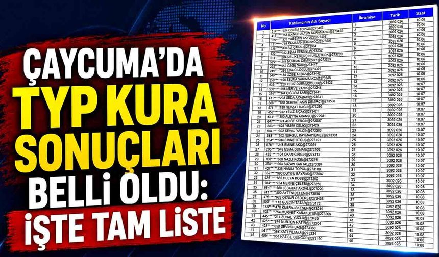 Çaycuma’da TYP kura sonuçları belli oldu: İşte tam liste