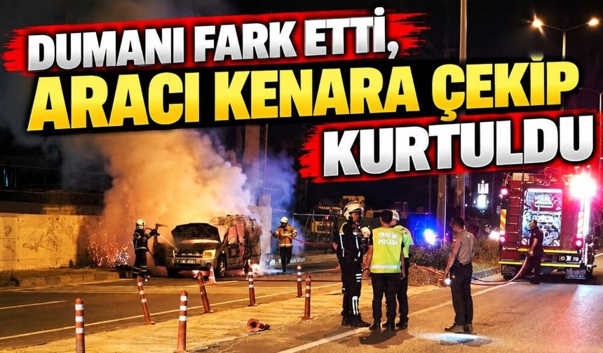 Ereğli-Gülüç yolunda otomobil alev alev yandı