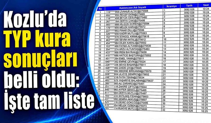 Kozlu’da TYP kura sonuçları belli oldu: İşte tam liste