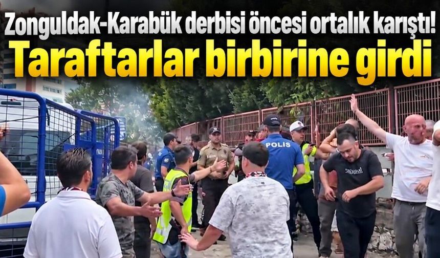 Zonguldak-Karabük derbisi öncesi taraftarlar birbirine girdi