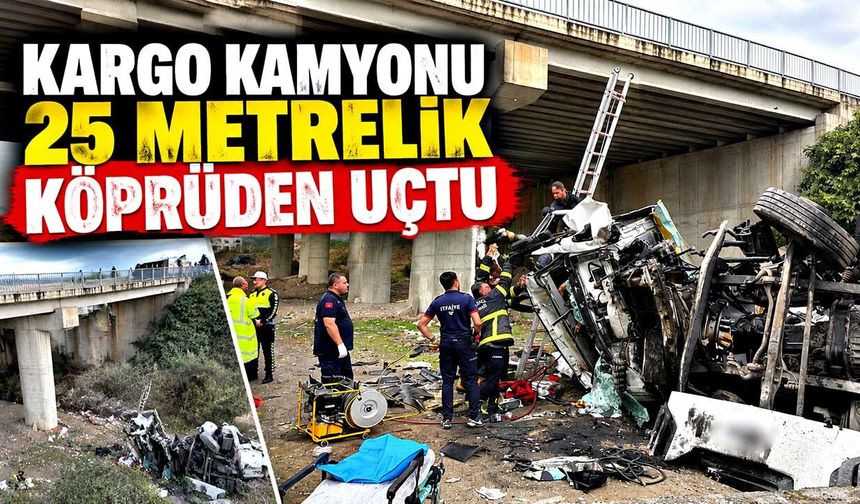 PTT kargo kamyonu köprüden uçtu: Kabinde 2 kişi sıkıştı