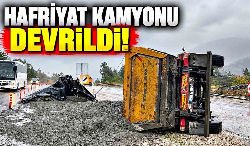 Kastamonu’da devrilen hafriyat kamyonunun sürücüsü yaralandı