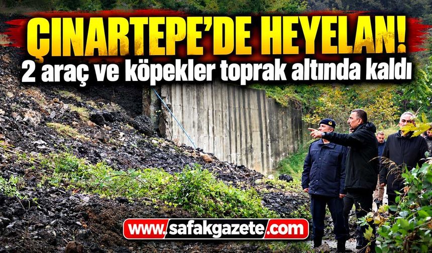 Çınartepe’de Heyelan! 2 araç ve köpekler toprak altında kaldı