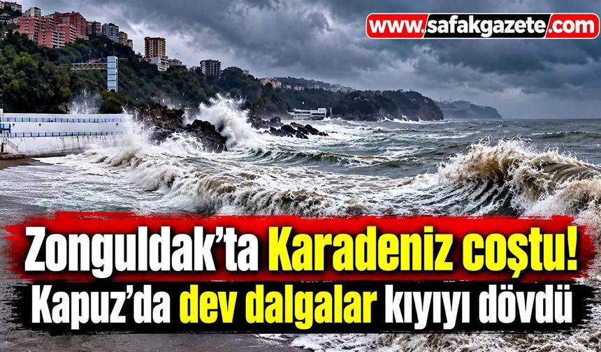 Karadeniz kabardı! Kapuz Plajı’nda dev dalgalar
