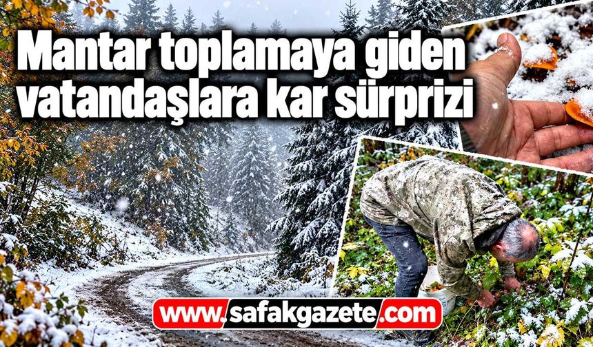 Mantar toplamaya giden vatandaşlara kar sürprizi