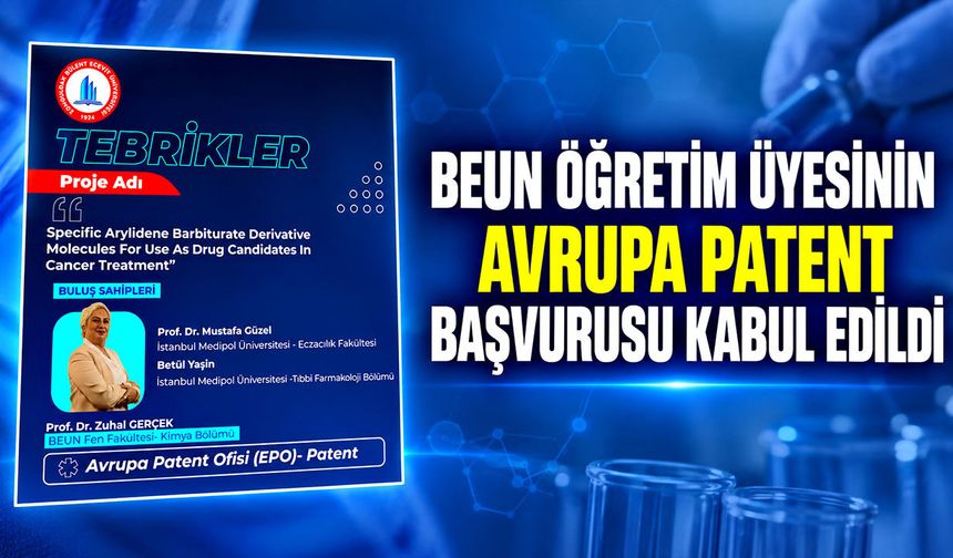 BEUN öğretim üyesinin Avrupa Patent başvurusu kabul edildi