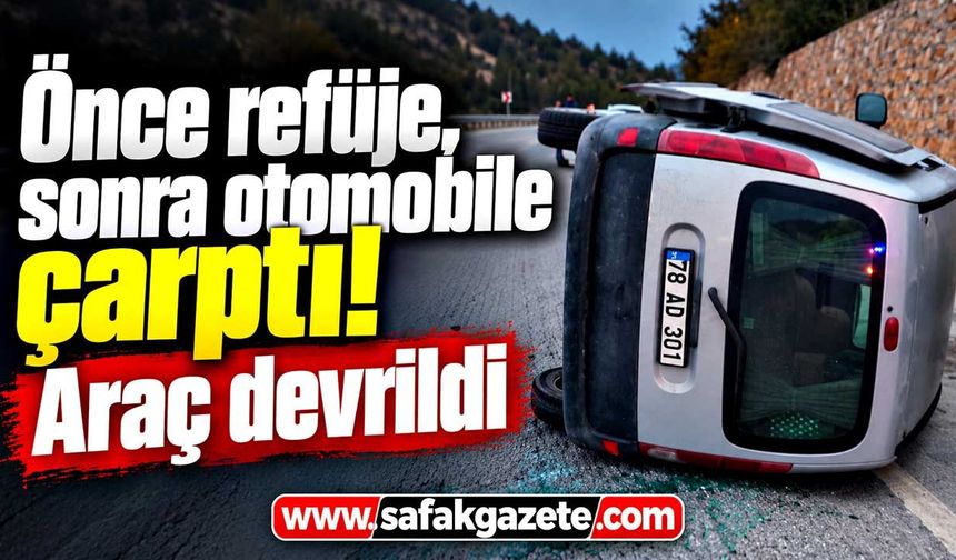 Karabük'te çarpışan otomobillerden biri devrildi: 1 yaralı