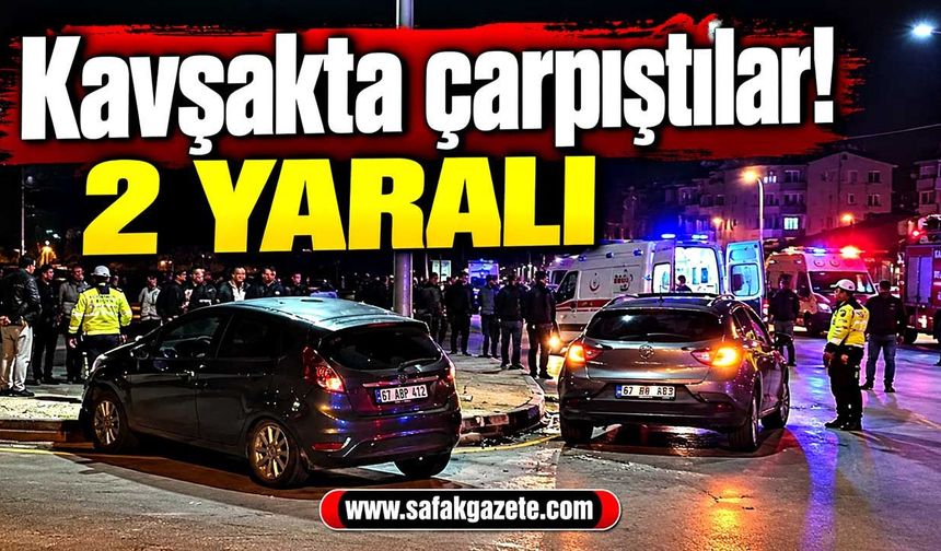 Karabük’te kavşakta iki otomobil çarpıştı: 2 yaralı