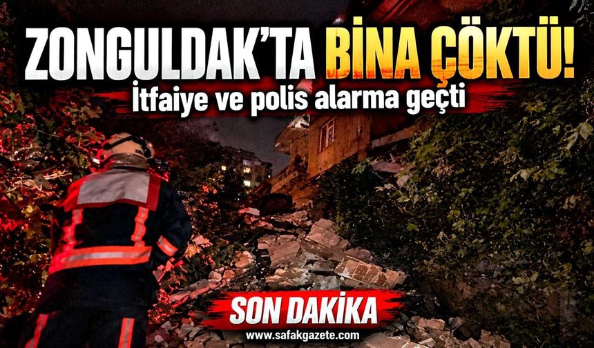 Zonguldak’ta korkutan çökme! Binanın ön cephesi yıkıldı