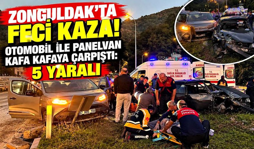 Zonguldak’ta Feci Kaza! Otomobil ile Panelvan Kafa Kafaya Çarpıştı: 5 Yaralı