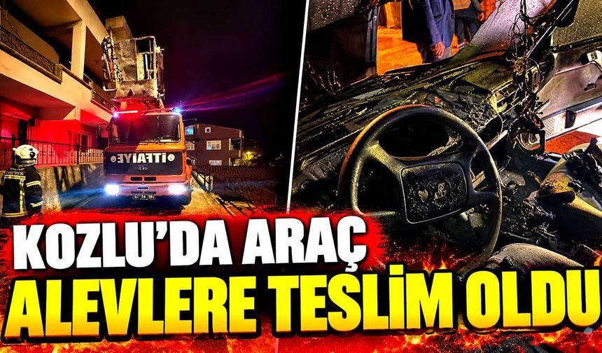 Kozlu’da araç alevlere teslim oldu