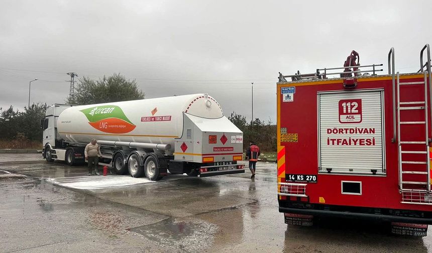LPG yüklü tırda yangın! Jandarma faciayı önledi
