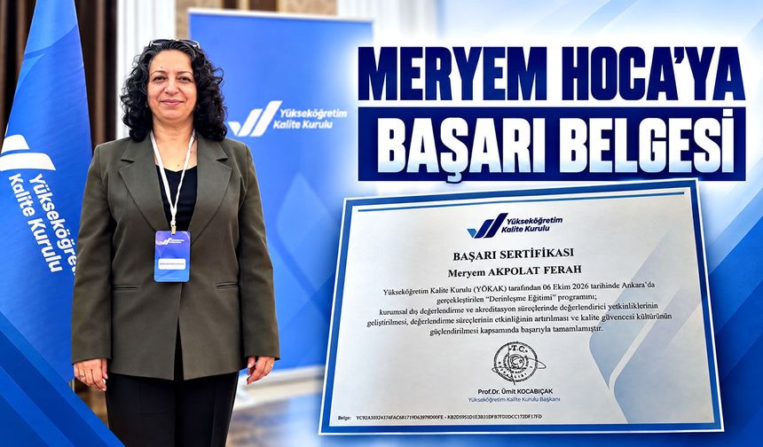 Meryem Hoca’ya başarı belgesi
