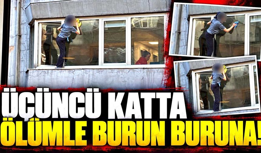 Zonguldak’ta üçüncü katta tehlikeli temizlik!