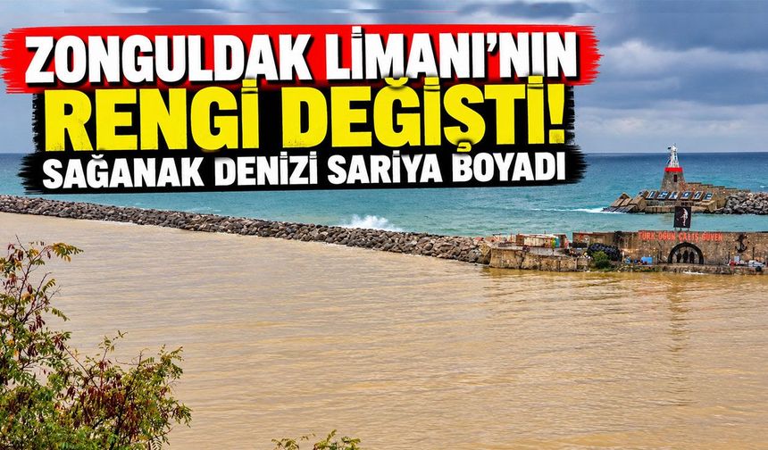 Zonguldak Limanı'nın rengi değişti! Sağanak denizi sarıya boyadı