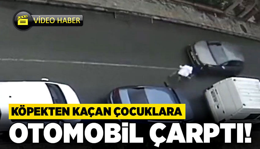 Köpeğin kovaladığı çocuklara otomobil çarptı!