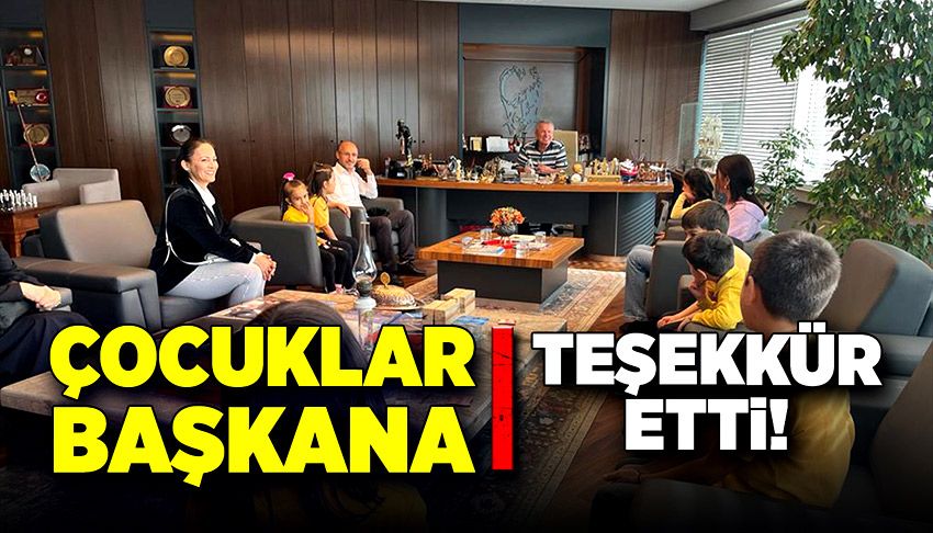 Çocuklar başkana teşekkür etti