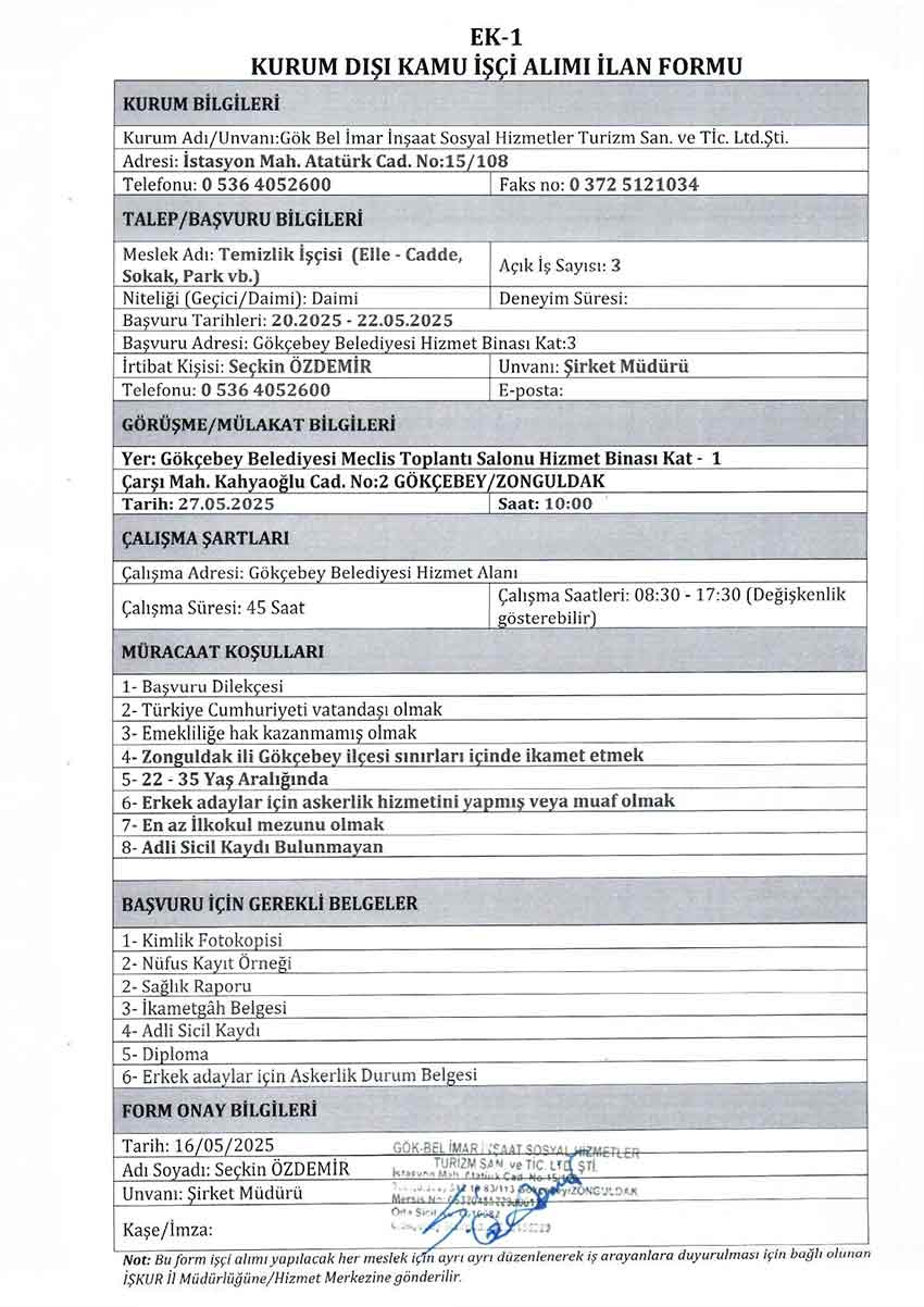 Gökeçebey Belediyesi Işkur