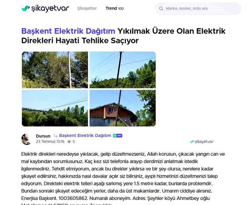 Çaycuma Elektirik Direk