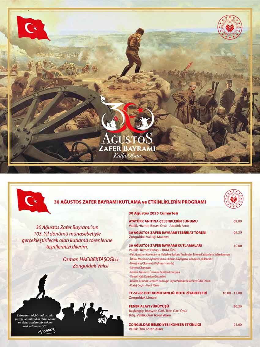 30 A Ğ U S T O S Z A F E R B A Y R A M I K U T L A M A V E E T K İ N L İ K L E R İ N P R O G R A M I