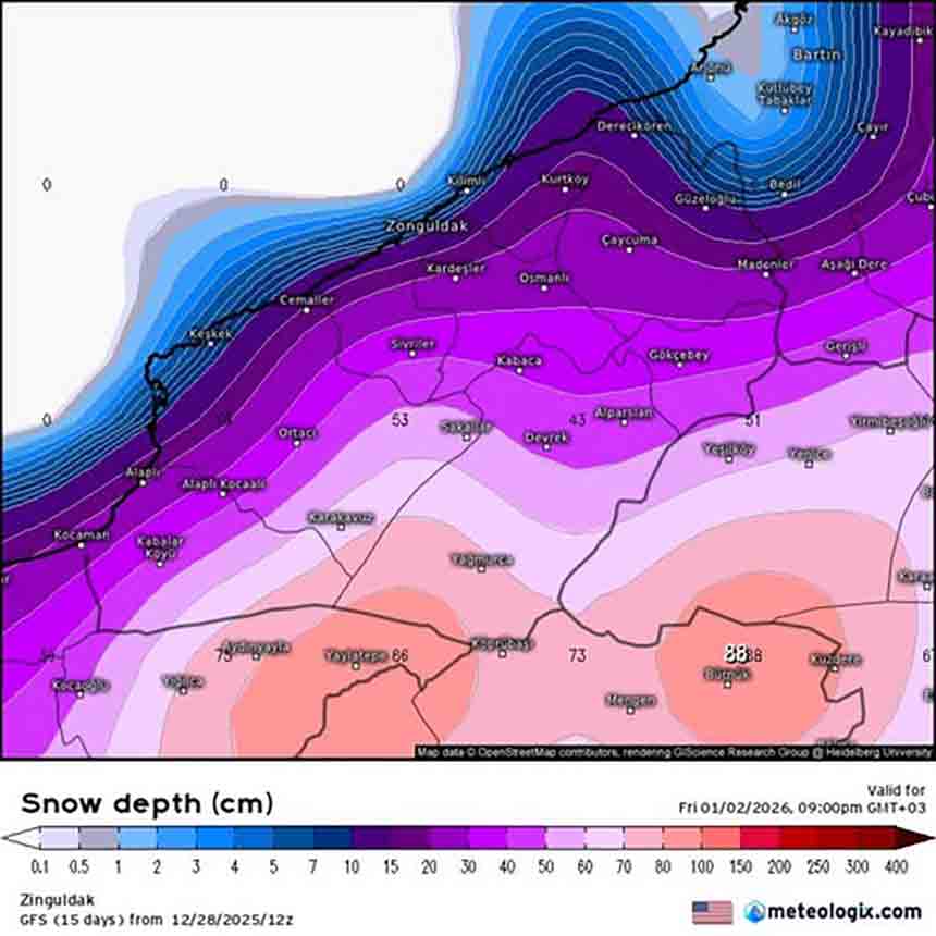 Bati Karadeni̇z Kiyilarina Kar Geli̇yor